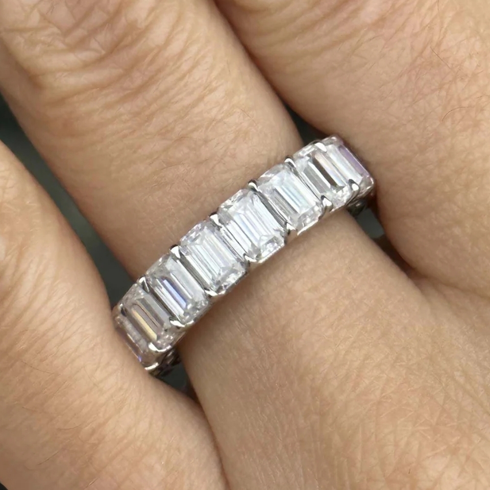 925 Silver Dual Sided Emerald Cut Eternity Band